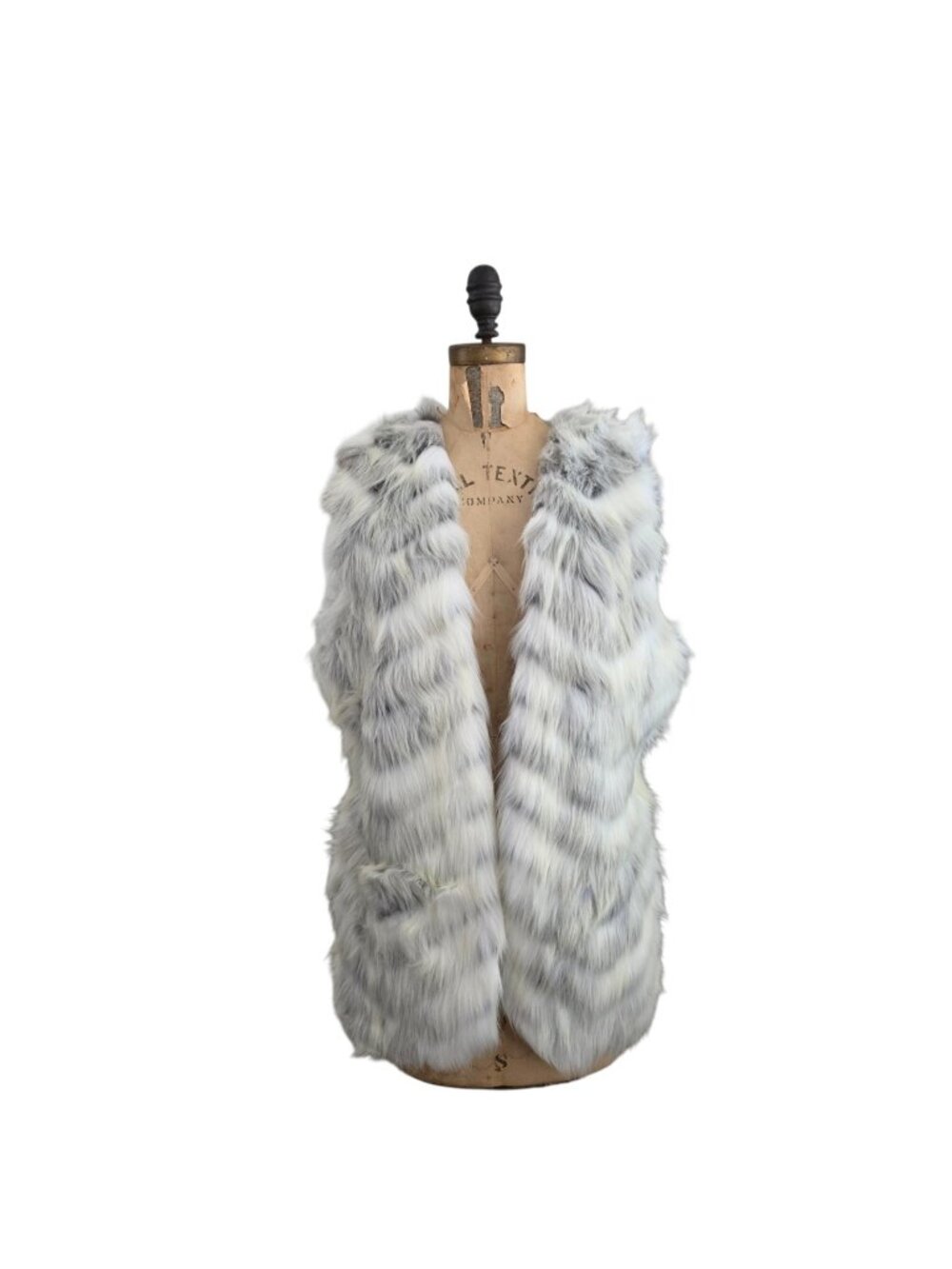 Donna Salyers Fabulous Furs Faux Fur Vest Gray White M